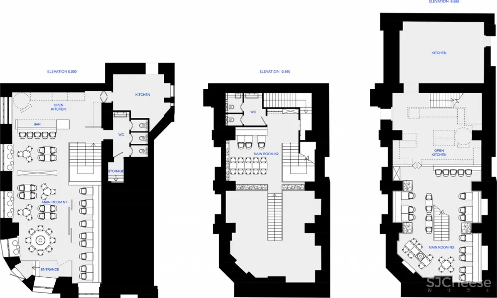 红色楼梯与盆栽打造地下舒适空间，莫斯科 Pizza 22披萨店 Architecture bureau DA