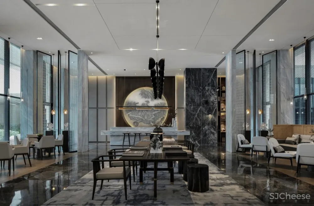 造价6500/㎡顶级售楼中心设计丨呈现出空间美感契合的精美质感