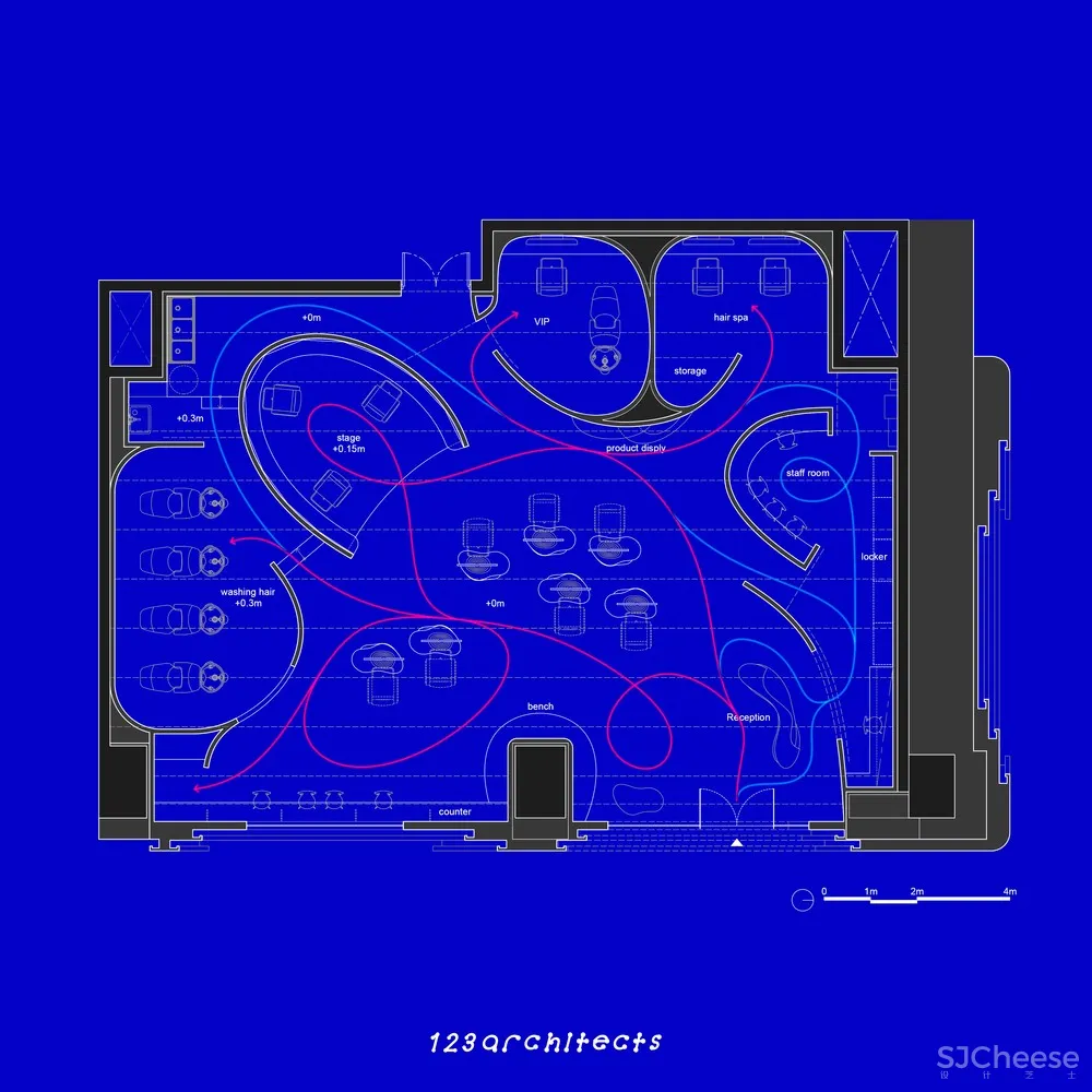 最新 | 123 architects:北京 蓝色迷雾美发沙龙