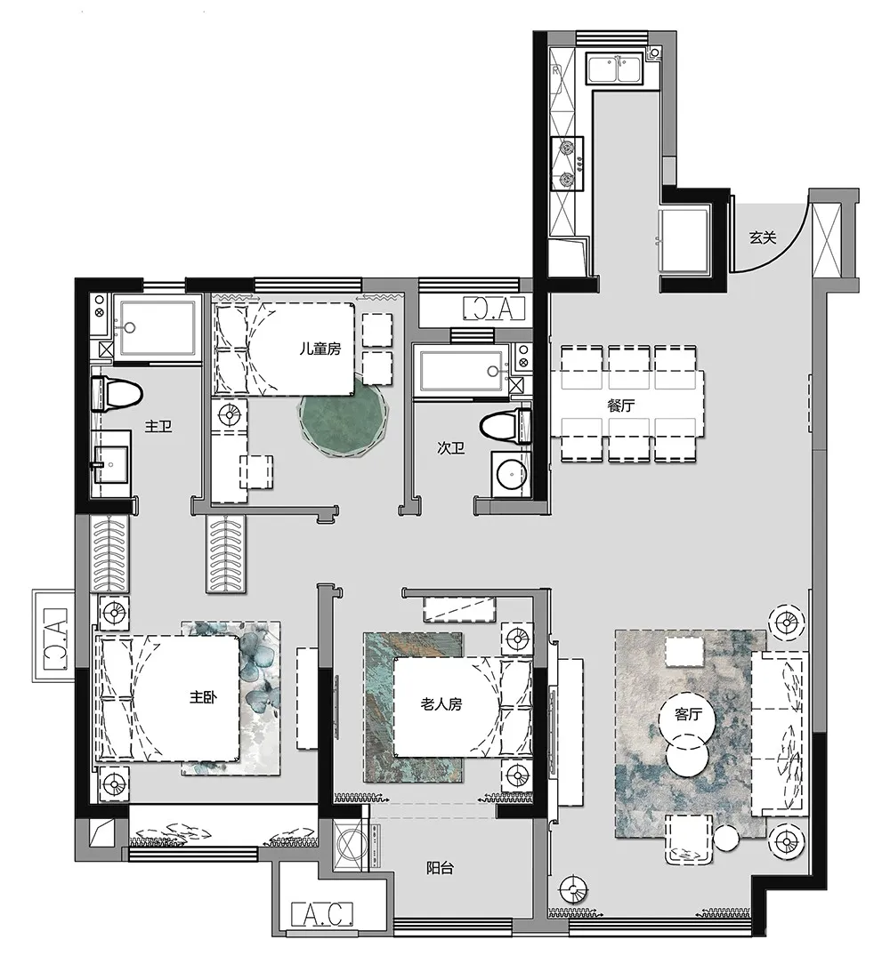 恰到好处的温柔轻奢,三户型品质美学家 SEPD圣易文设计