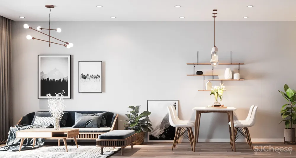 粉蓝色休闲家具和水仙花黄色特色墙让这个家轻松自在 KienKt Studio