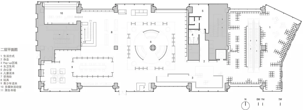 以“街巷”概念延续城市视角与空间体验,Page One 北京坊书店 直向建筑