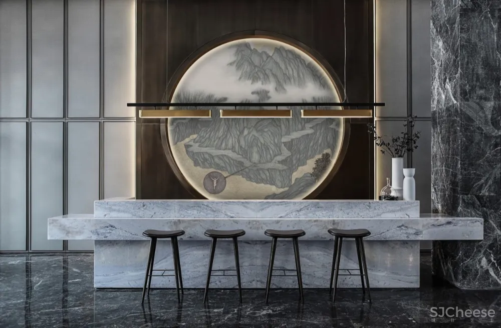 造价6500/㎡顶级售楼中心设计丨呈现出空间美感契合的精美质感