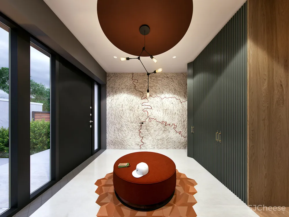 深绿色与木纹板条墙壁，时尚和温馨的星空豪宅 ZARYSY