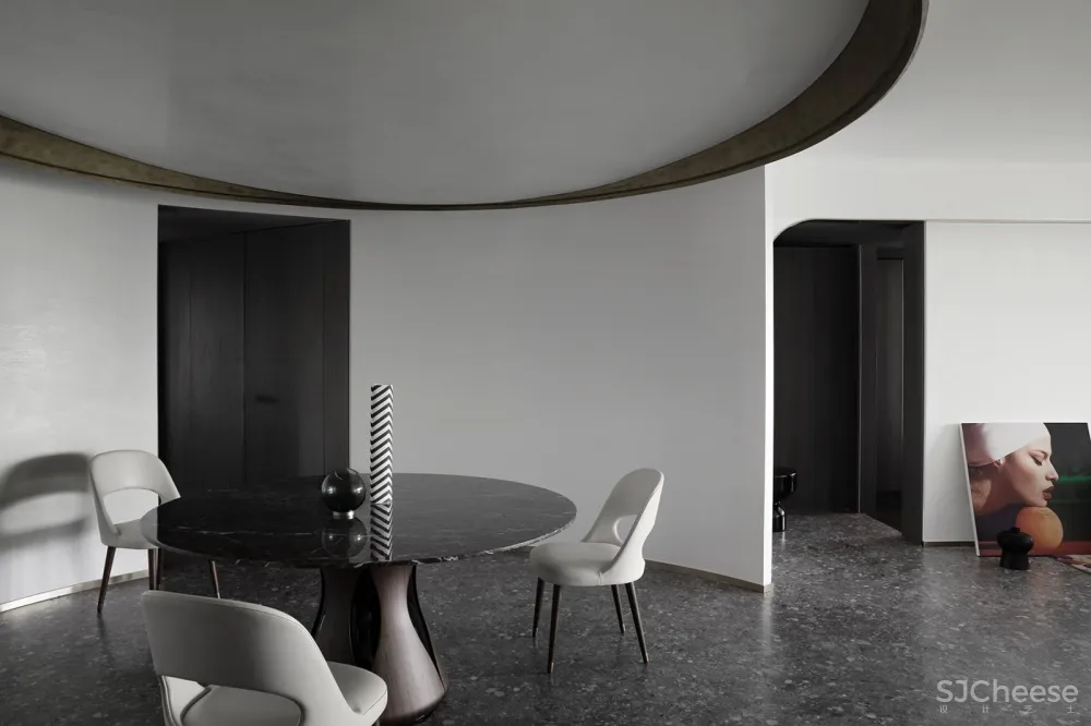 弧线与直线的交织,汕头俏皮艺术公寓 艾克建筑设计