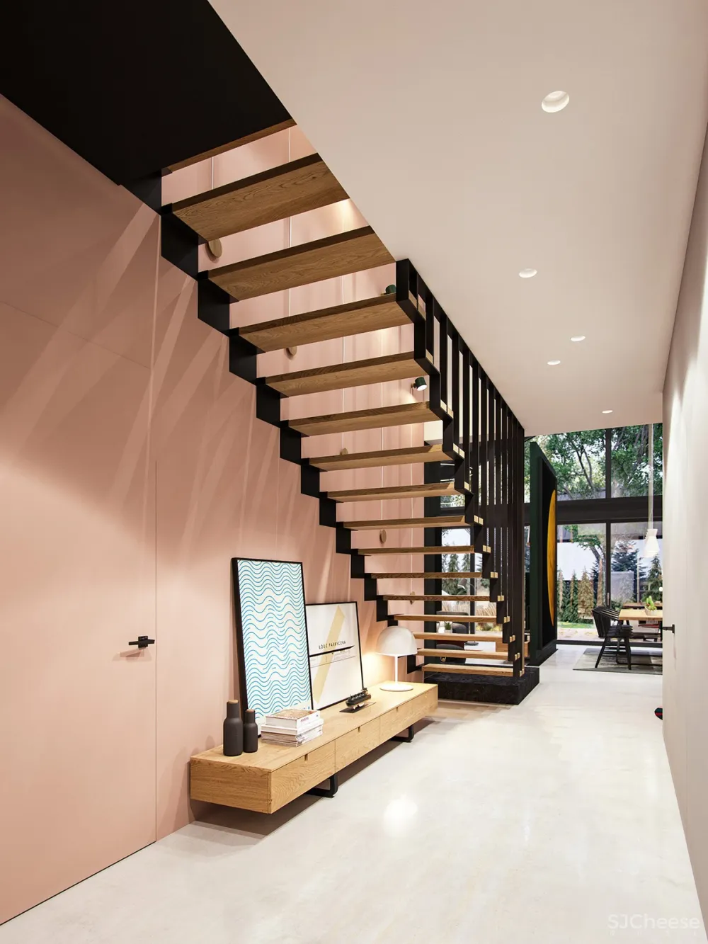 深绿色与木纹板条墙壁，时尚和温馨的星空豪宅 ZARYSY