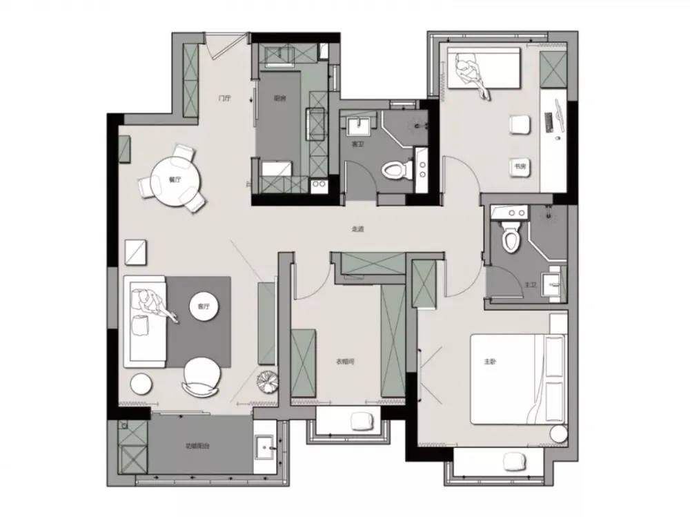 106m²南京·中建国熙台精装改造 北岩设计