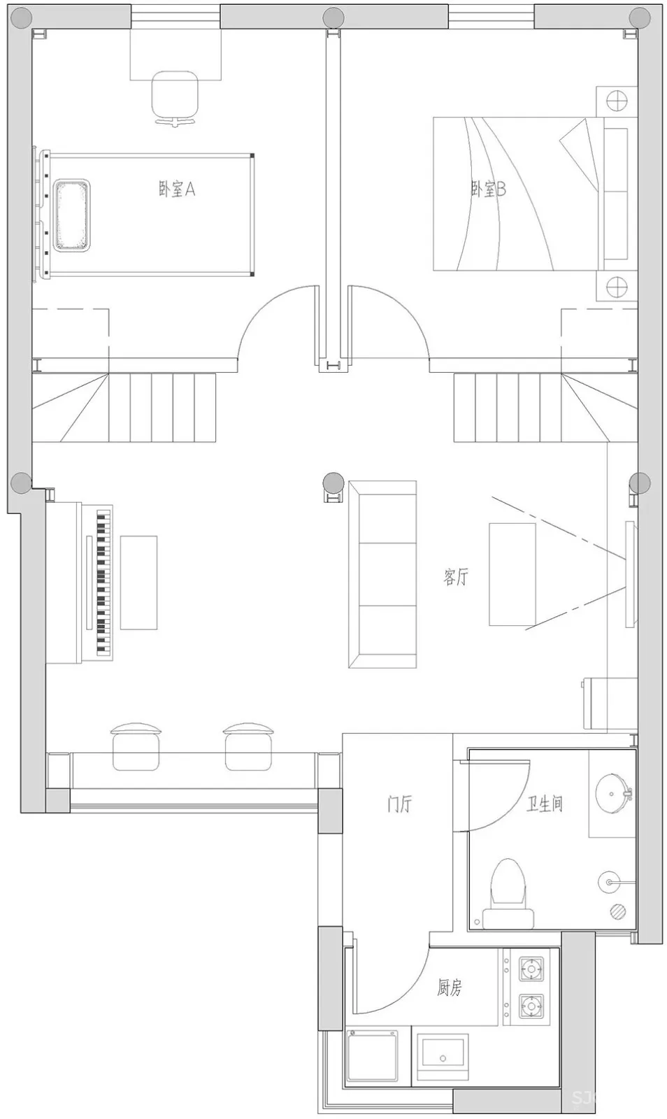 50㎡的六口之家，北京 / 清筑建筑