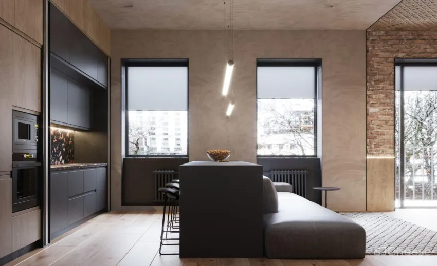 木质编织天花板！乌克兰76㎡灰泥红砖公寓 Sergey Makhno