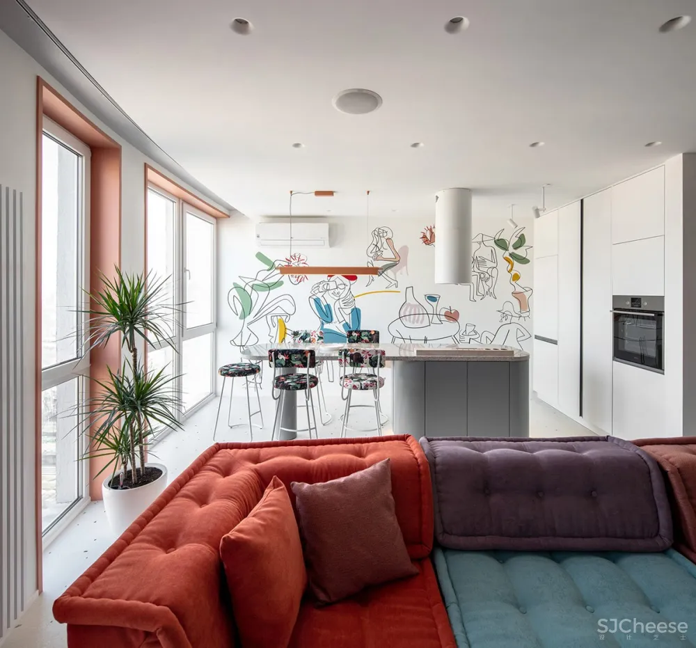 将活珊瑚橘色作为贯穿空间的灵魂丨每一天都是colourful day