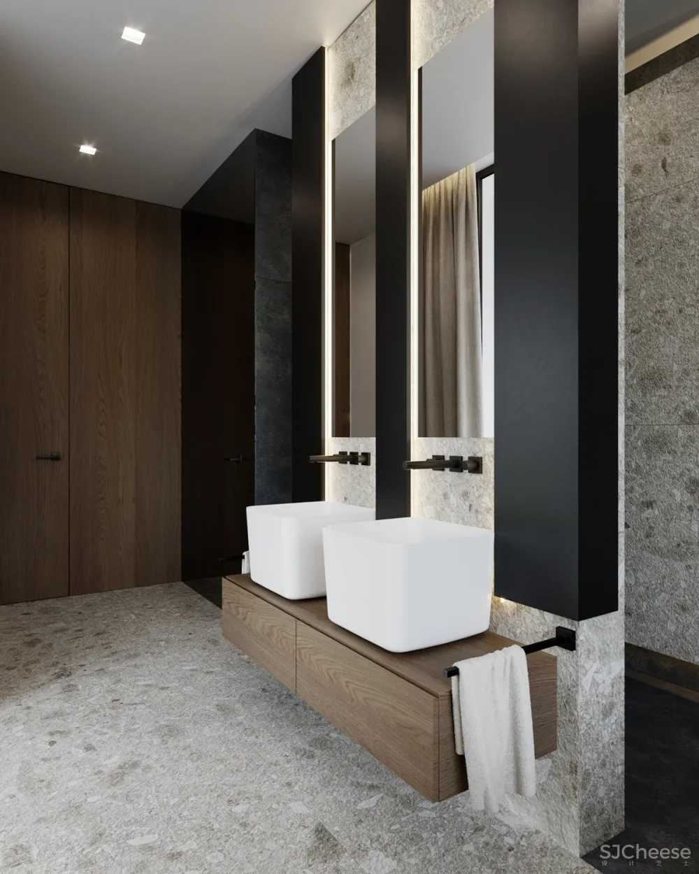 拥有精致庭院和浮动楼梯的高档现代住宅设计 Studioe