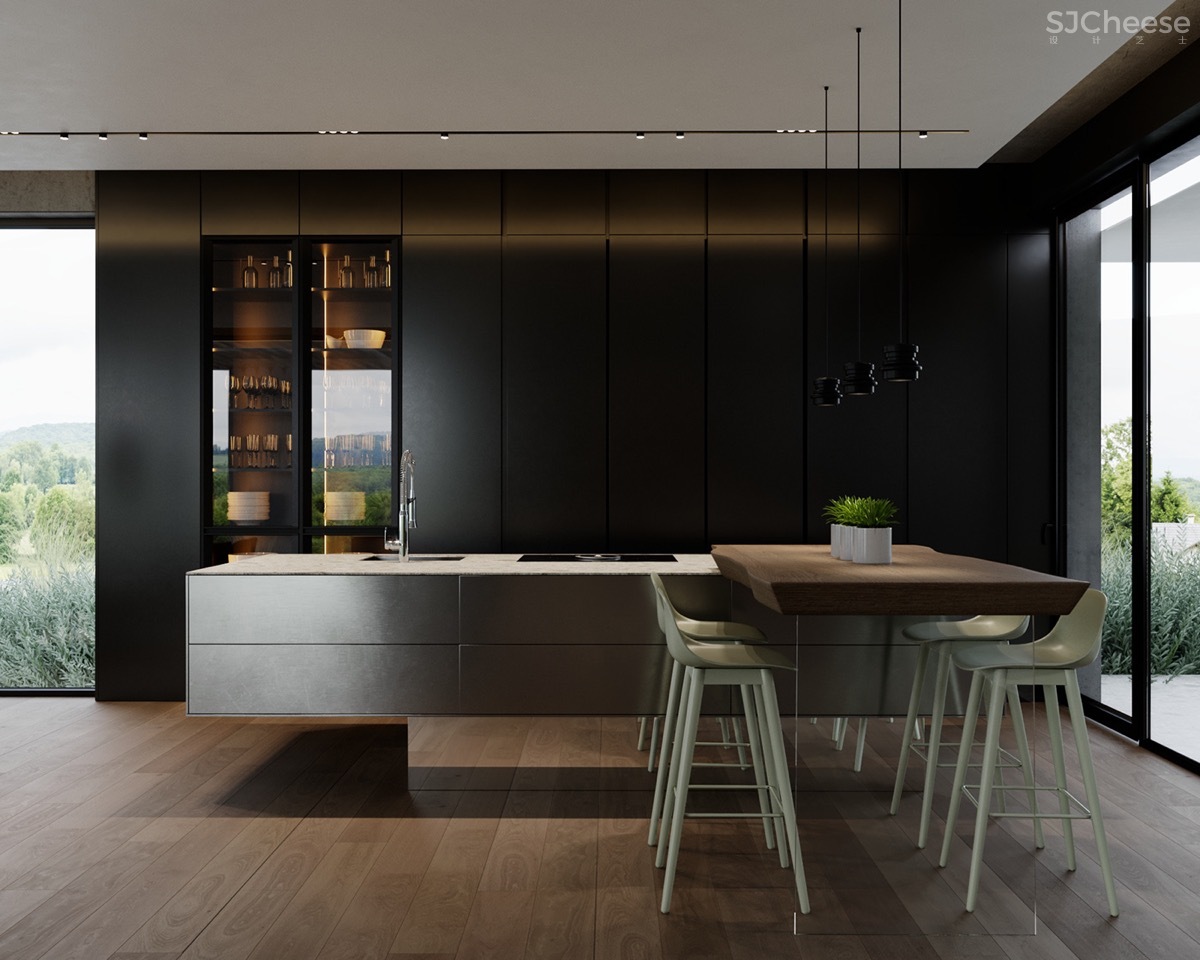 拥有精致庭院和浮动楼梯的高档现代住宅设计 Studioe