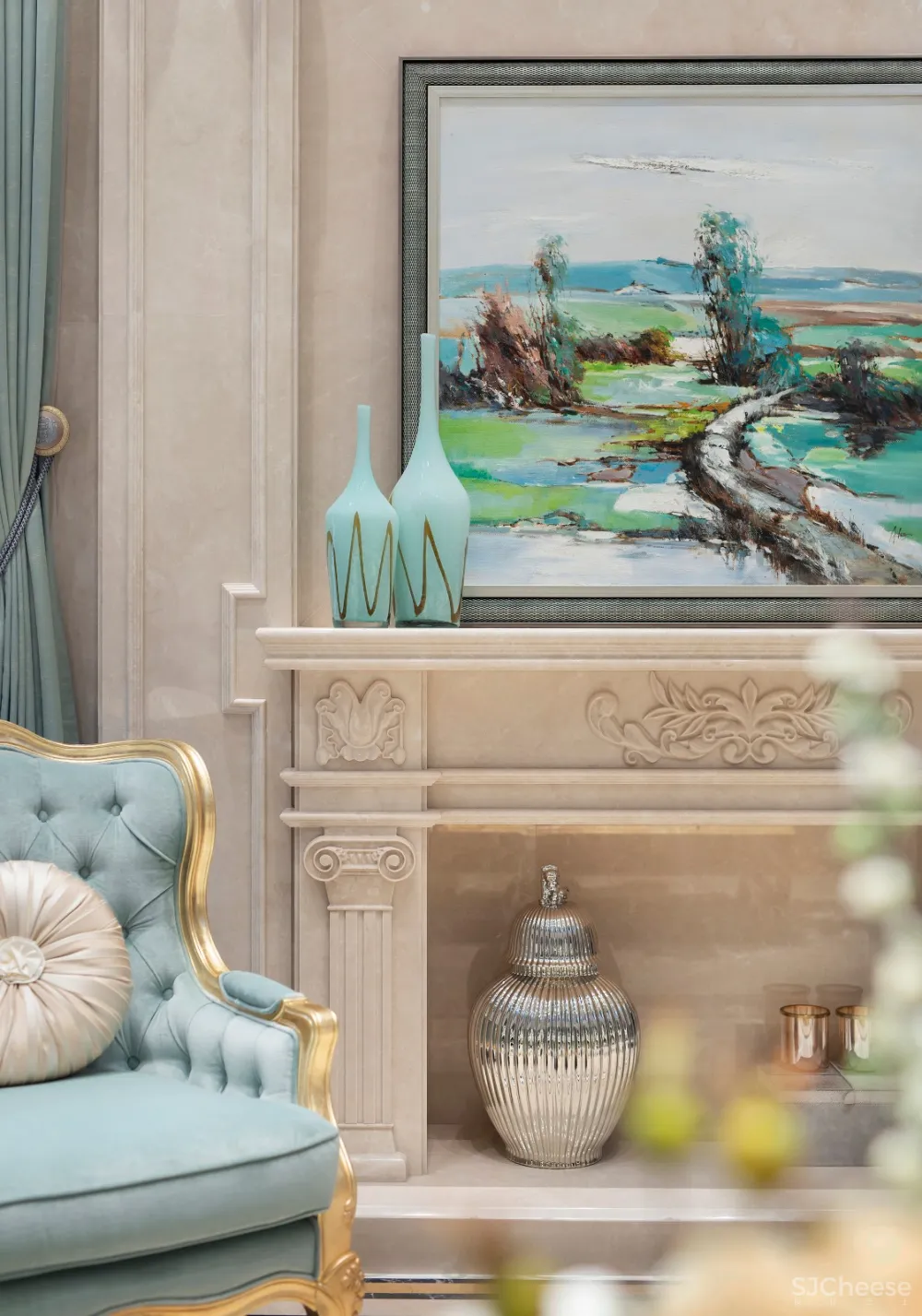 魅无界设计丨颐和山庄别墅:在3000㎡独栋别墅中,聆享优雅法式生活意境