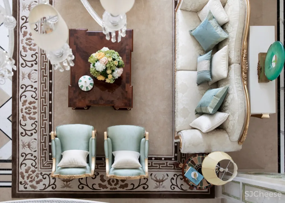 魅无界设计丨颐和山庄别墅:在3000㎡独栋别墅中,聆享优雅法式生活意境