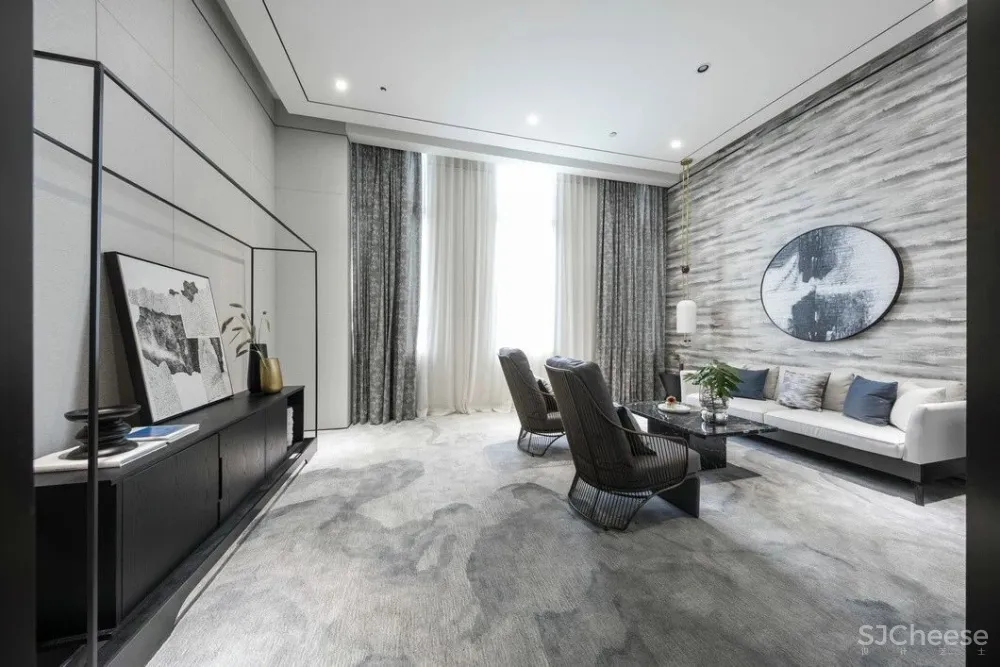 最美高级灰售楼处设计丨别具一格的水墨禅境