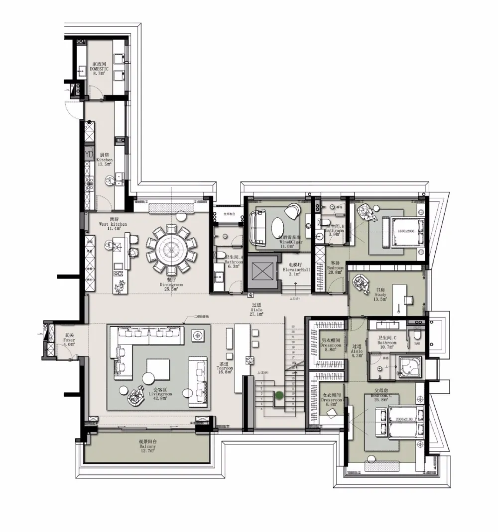新作 | 775m² 深圳半岛城邦 270° 云海天幕超级顶复,无敌空中泳池