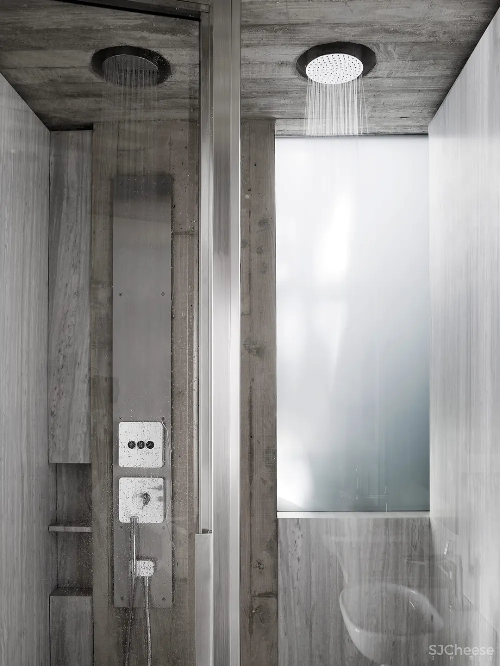 车库爆改成两房两卫丨水磨石和混凝土真的很配