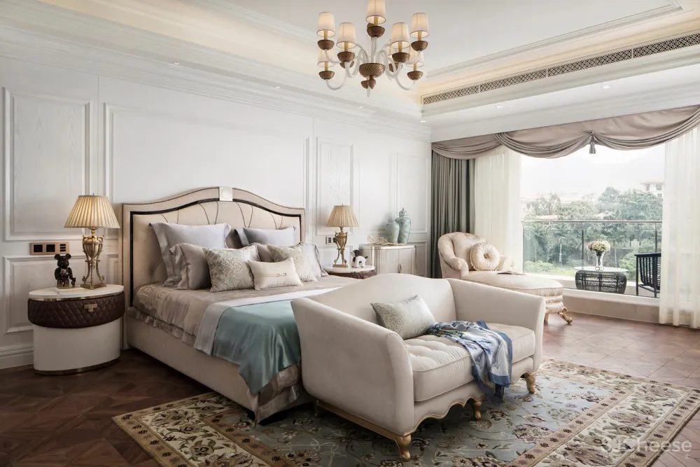 魅无界设计丨颐和山庄别墅:在3000㎡独栋别墅中,聆享优雅法式生活意境