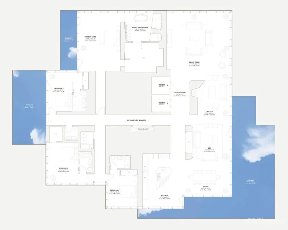 售价2亿的顶层公寓丨装修的不像精装房