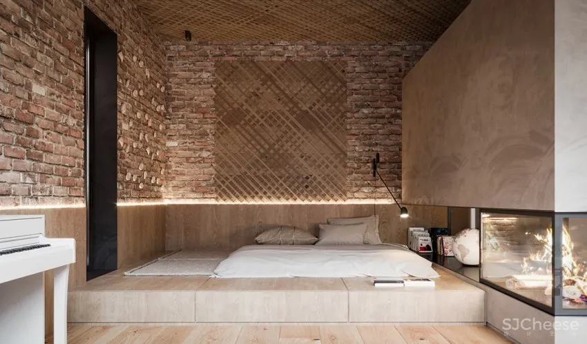 木质编织天花板！乌克兰76㎡灰泥红砖公寓 Sergey Makhno