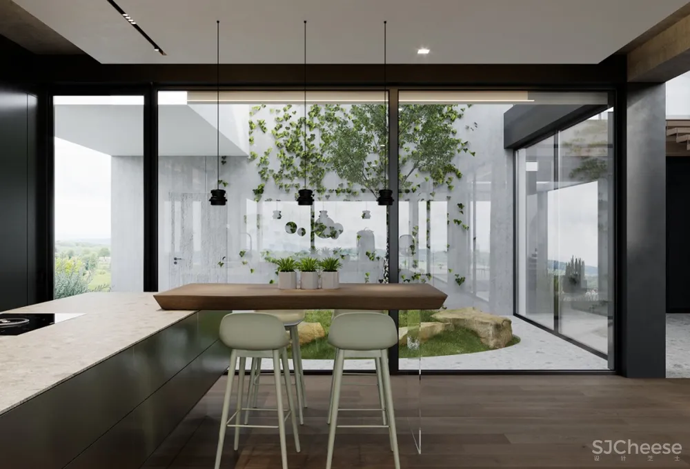 拥有精致庭院和浮动楼梯的高档现代住宅设计 Studioe