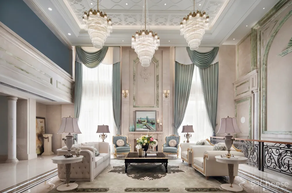 魅无界设计丨颐和山庄别墅:在3000㎡独栋别墅中,聆享优雅法式生活意境