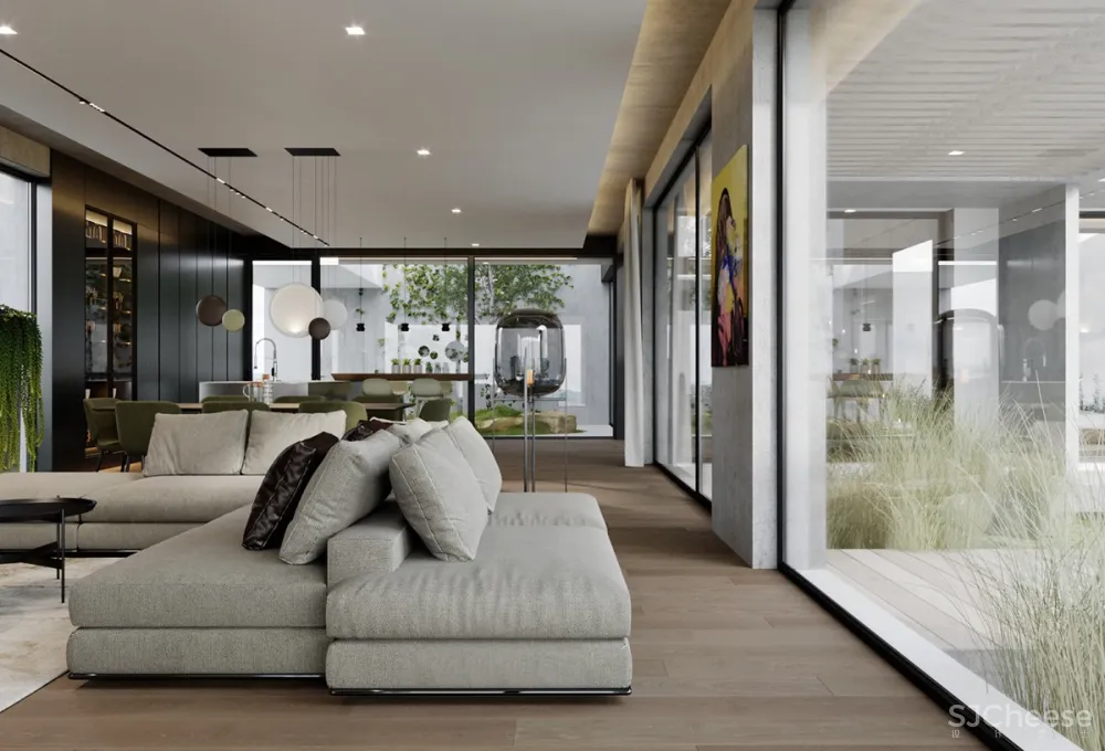 拥有精致庭院和浮动楼梯的高档现代住宅设计 Studioe