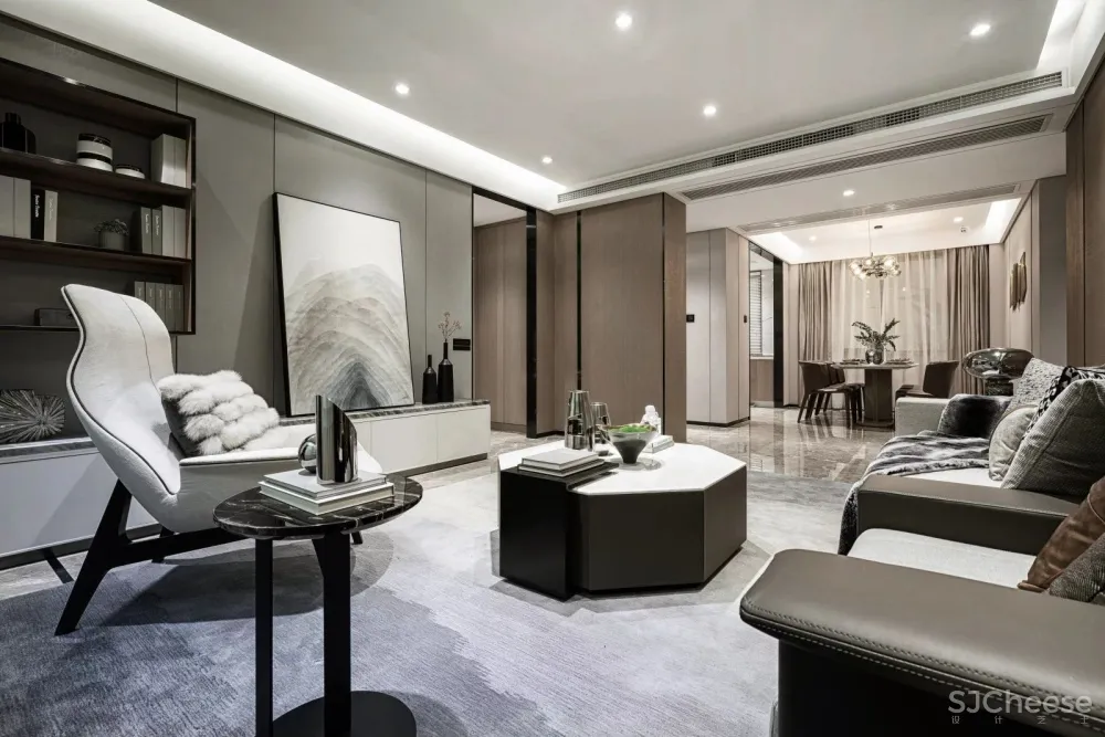 【SDD上达设计新作】140㎡将轻奢与现代融为一体样板间落地设计