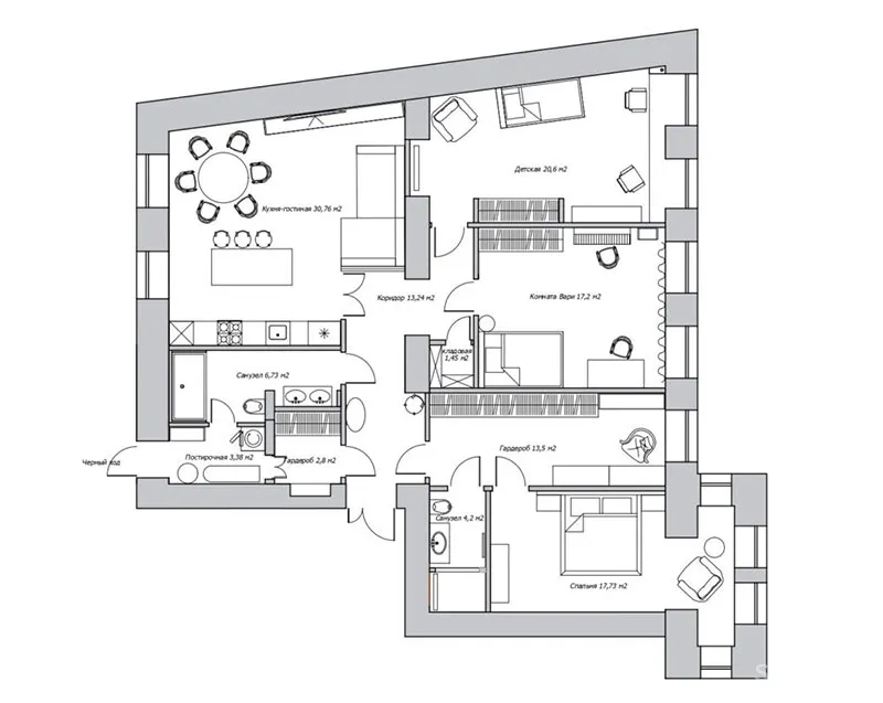莫斯科一间135平米新艺术运动风格公寓设计