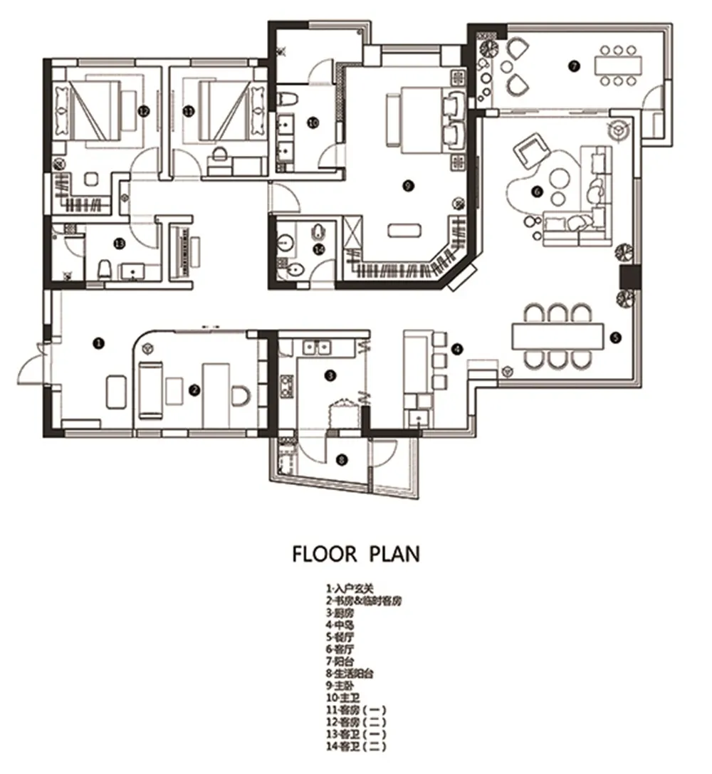 五德设计 | 成都麓山国际280平米大平层设计