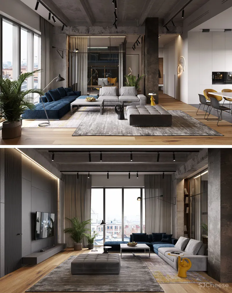 Cartelle Design | 莫斯科三间公寓改造loft宅