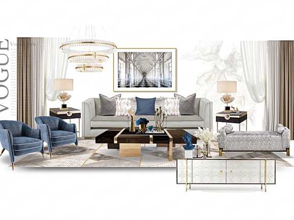 轻奢风软装家具搭配丨55个方案排版+56个报价清单+396个白底PNG素材丨574M