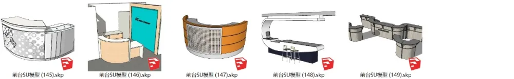 办公室内设计餐饮酒店空间丨前台SU草图大师sketch up模型149个丨SKP+JPG丨1.6G