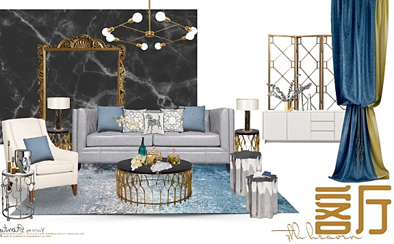 轻奢风软装设计方案家具搭配成套资料丨61套方案排版及对应报价清单单品白底PNG素材丨1.23G