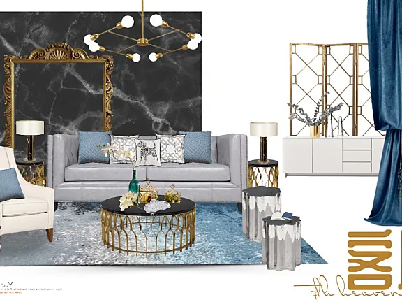 轻奢风软装设计方案家具搭配成套资料丨61套方案排版及对应报价清单单品白底PNG素材丨1.23G