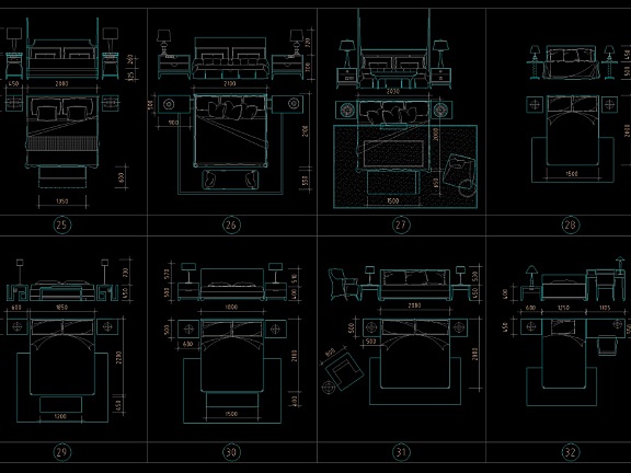 带详细尺寸CAD平立面家具线条图块库家装酒店沙发椅子会议餐桌丨22.6M