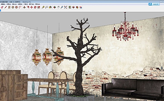 LOFT工业风SU草图大师模型sketchup-5个场景模型-SKP格式-135M