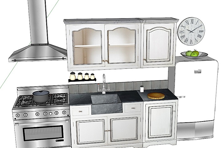 厨房SU草图大师模型大全-157个橱柜厨房电器厨具餐具岛台sketchup-0.99G
