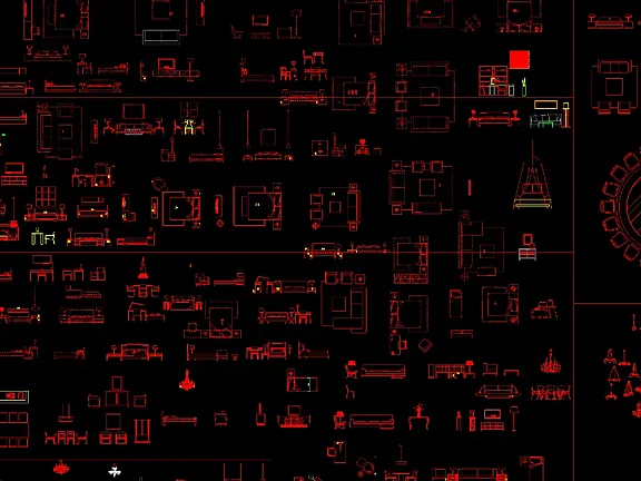梁志天CAD图库-住宅室内设计专用CAD平立面家具图块-134M