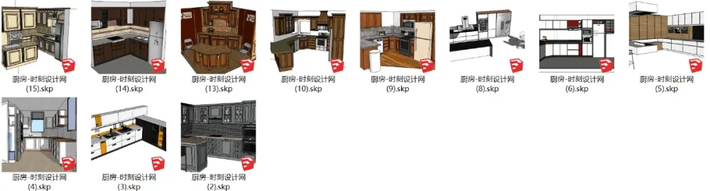 厨房卫生间草图大师su模型-常见厨卫sketchup模型SKP格式-90个厨房+5个卫生间-742M