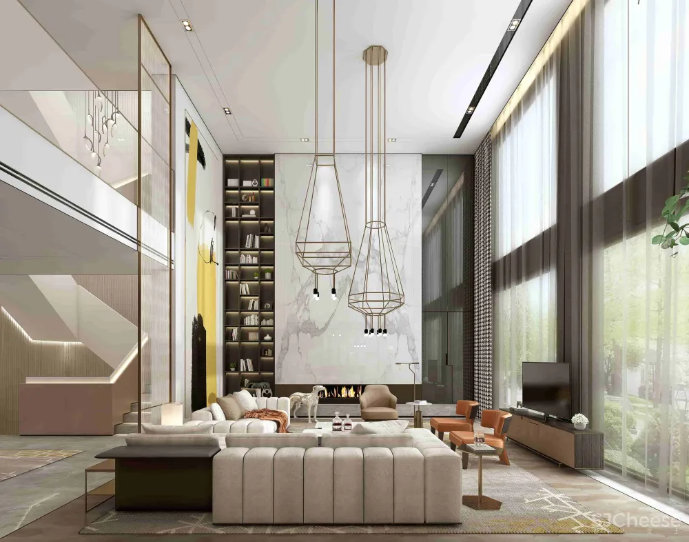 本朴设计-无锡江阴1000㎡精工豪邸丨概念&深化方案+效果图+施工图+物料+机电丨1.5G