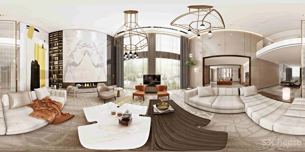 本朴设计-无锡江阴1000㎡精工豪邸丨概念&深化方案+效果图+施工图+物料+机电丨1.5G