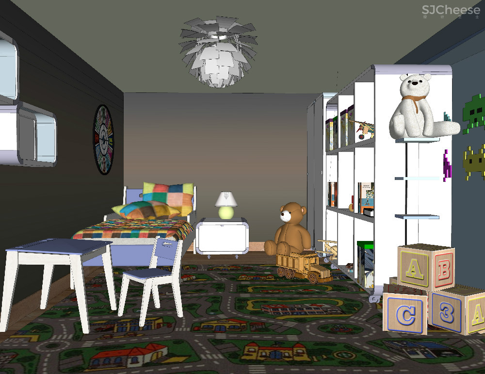 儿童房SU模型-家装儿童小孩房草图大师sketchup模型合集-20个-SKP格式-1.14G