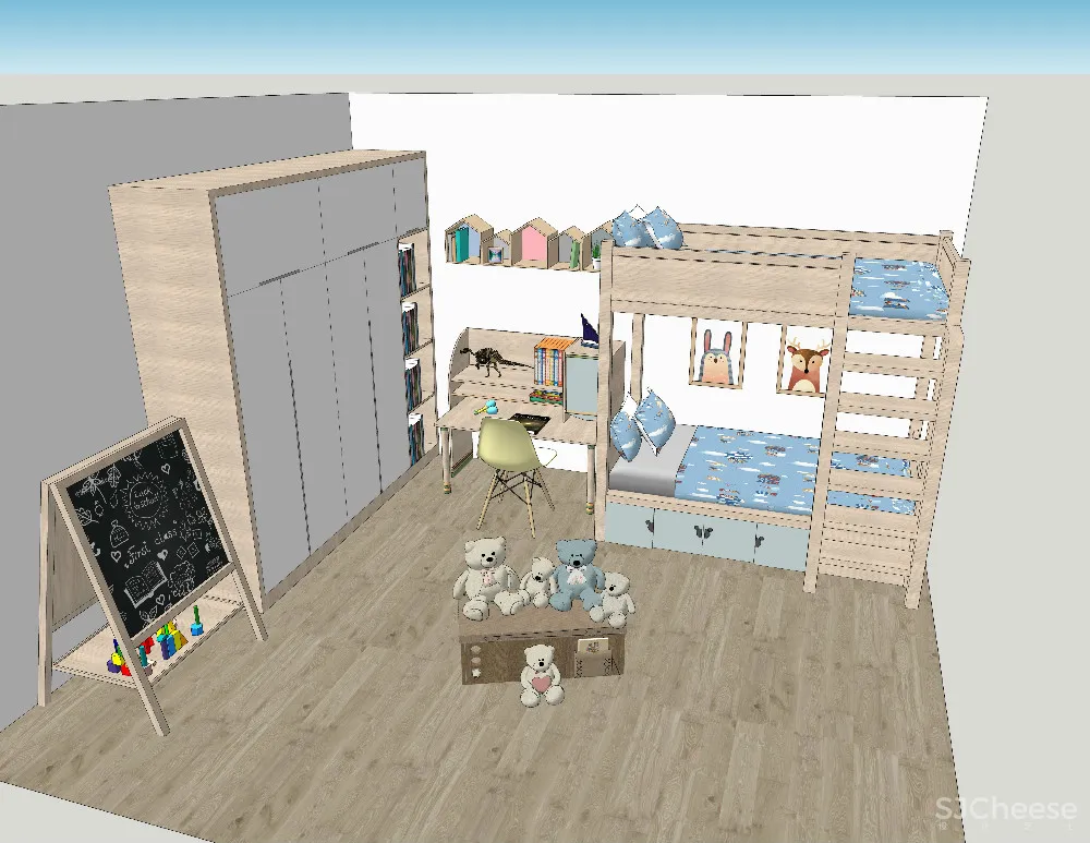 儿童房SU模型-家装儿童小孩房草图大师sketchup模型合集-20个-SKP格式-1.14G