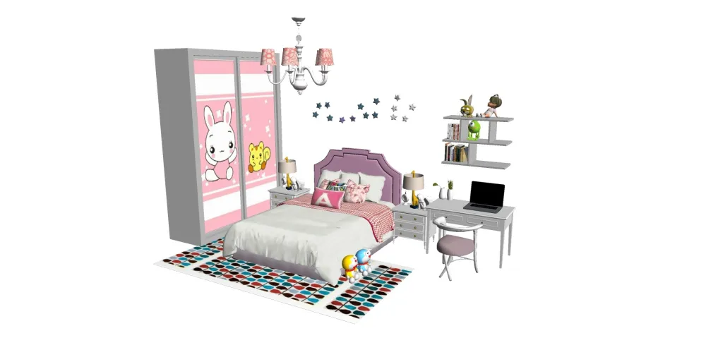 儿童房SU模型-家装儿童小孩房草图大师sketchup模型合集-20个-SKP格式-1.14G
