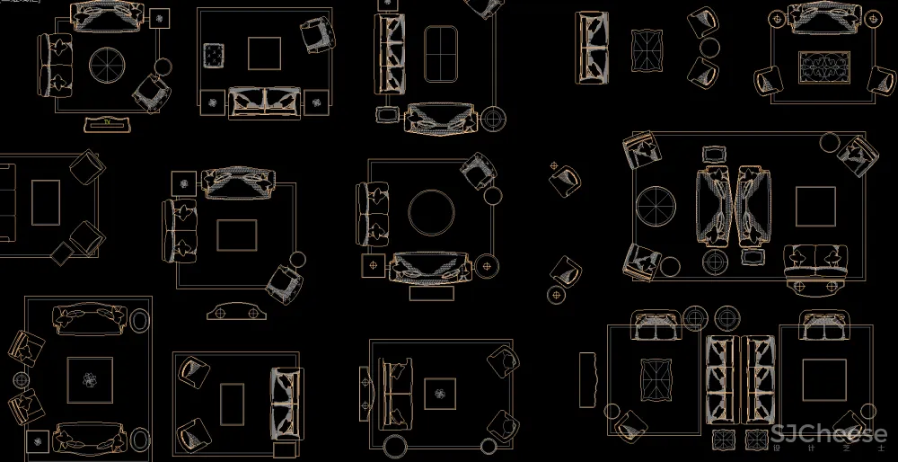 CAD图库-美式风格丨家装工装平、立图块丨家具CAD图库+立面背景墙丨DWG格式-19.7M