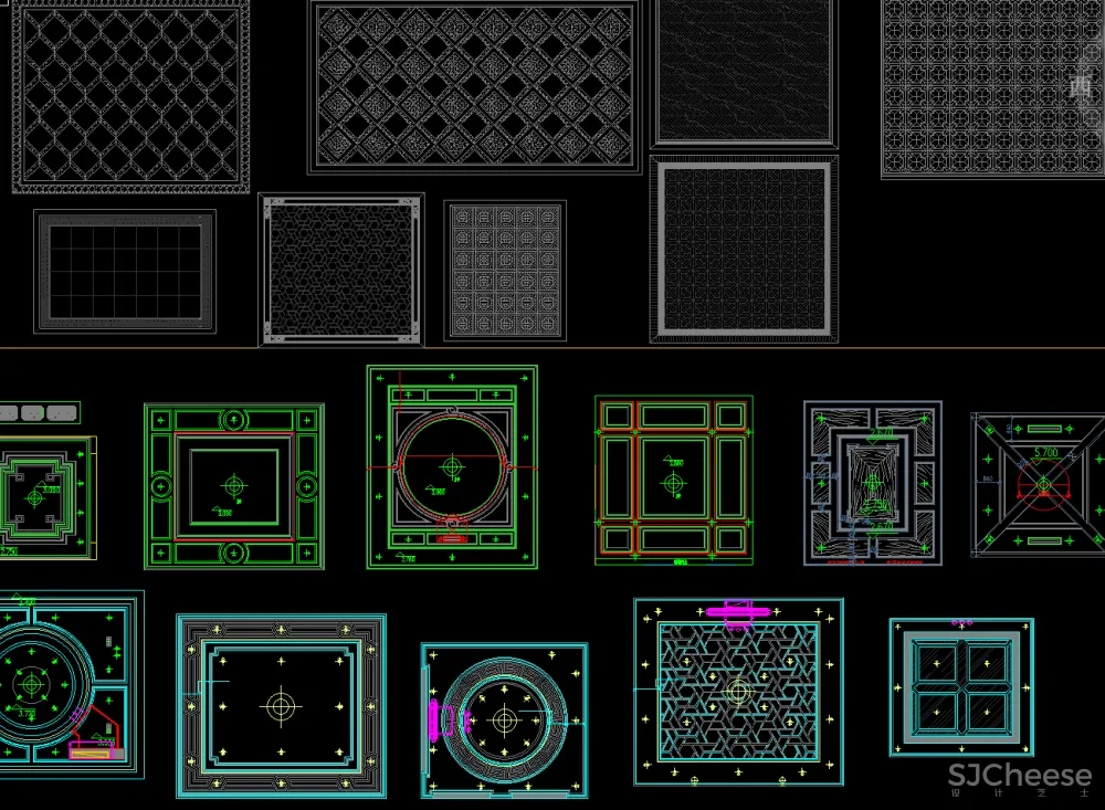 CAD图库-美式风格丨家装工装平、立图块丨家具CAD图库+立面背景墙丨DWG格式-19.7M