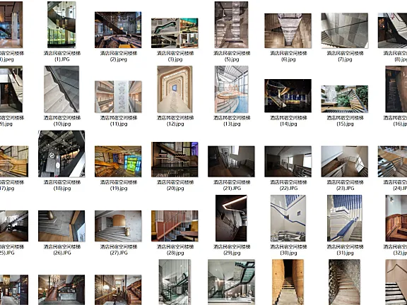 工装楼梯参考图合集-办公餐饮酒店商业售楼处楼梯实景图-663张-880M