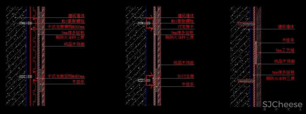 收口工艺节点合集-装饰工程常用基层做法-SU模型+CAD节点+基层厚度测算表83.7M