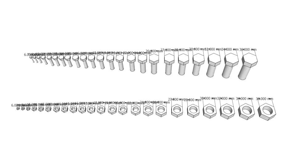 SU螺丝螺母工业模型小品sketchup螺丝螺丝钉螺纹